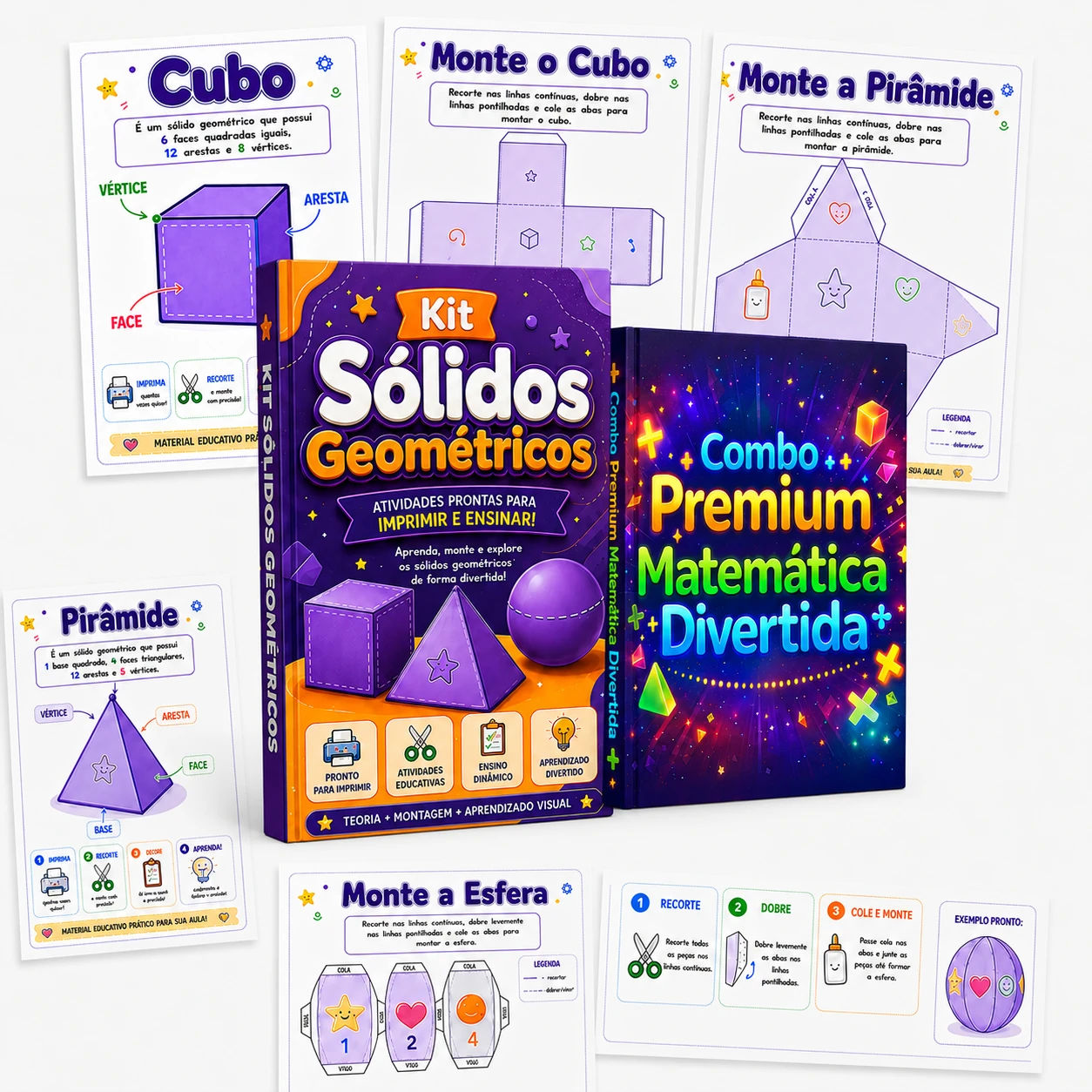 Kit de sólidos com combo premium de matemática